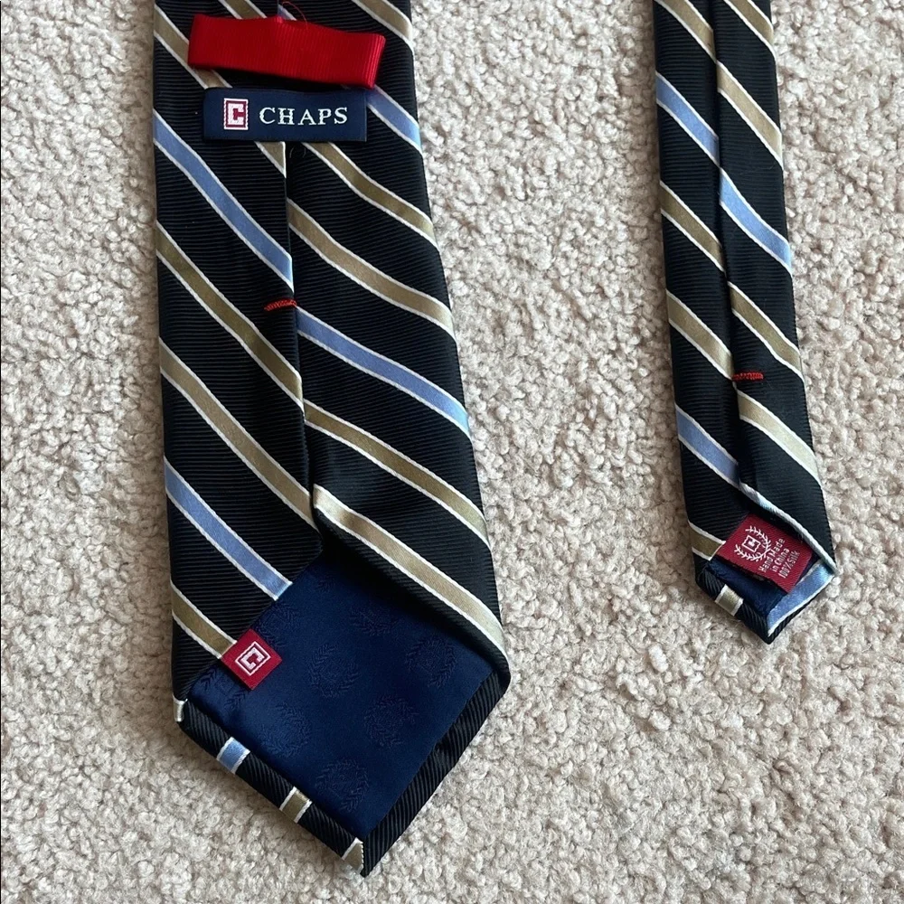 Chaps Blue and Brown Diagonal Striped Tie